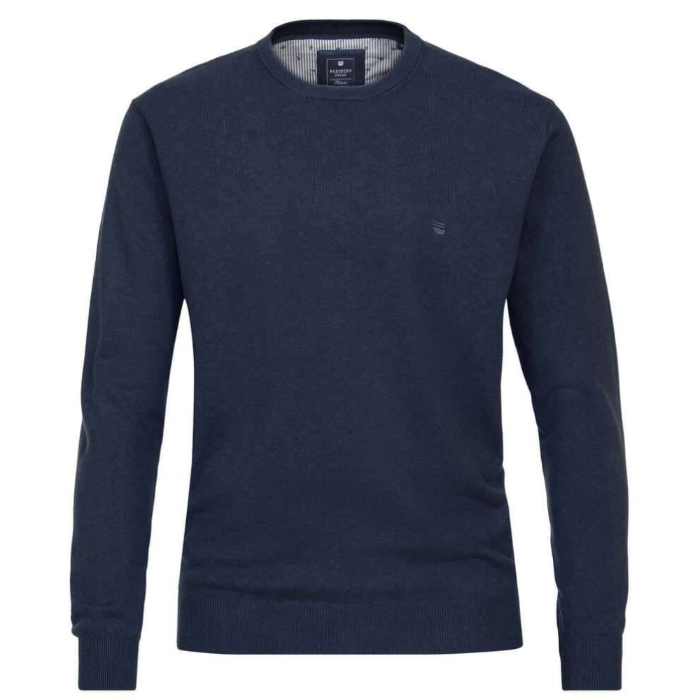 REDMOND CASUAL REGULAR FIT PULLOVER MEN DARK BLUE ROUND NECK